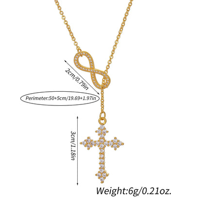 Simple Style Cross Heart Shape Copper Plating Inlay Zircon 18k Gold Plated Pendant Necklace