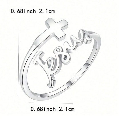 Simple Style Cross Letter Silver Plated Alloy Wholesale Open Rings