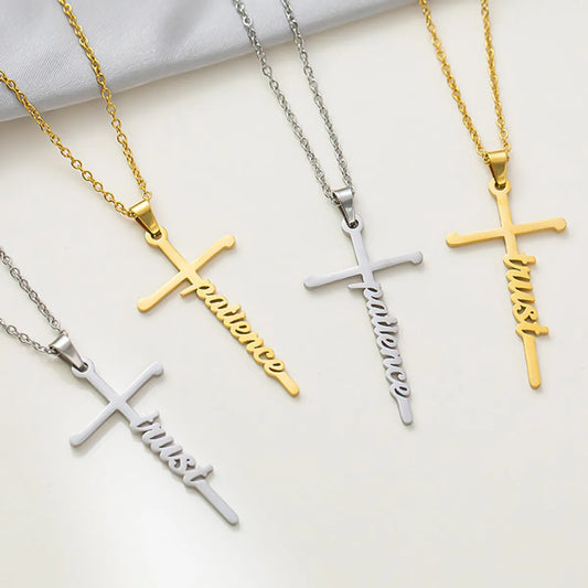 Simple Style Cross Letter Titanium Steel Plating Pendant Necklace