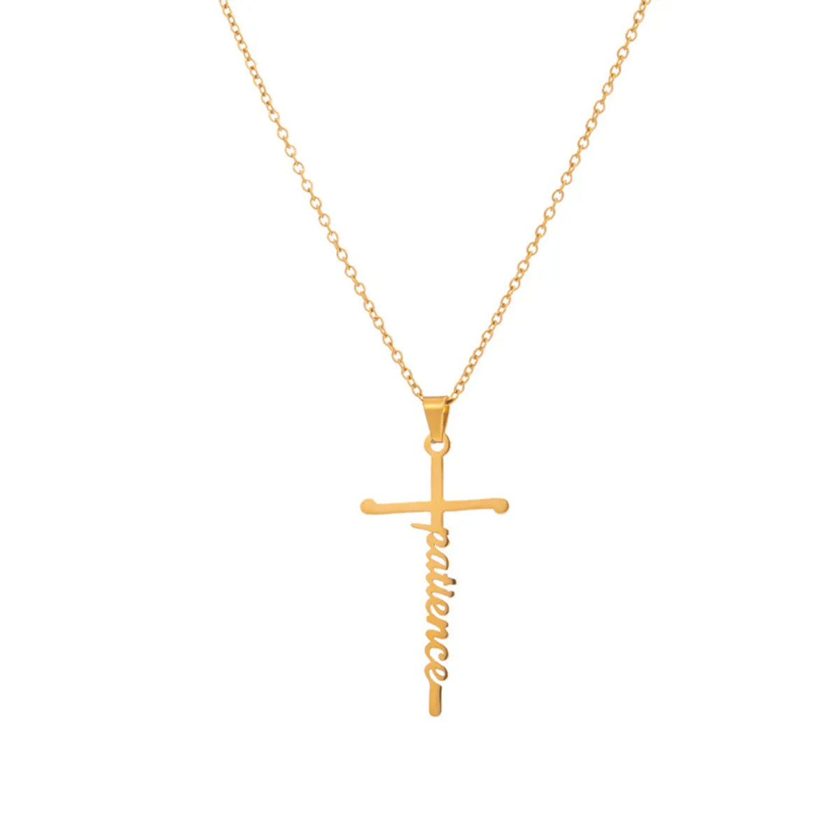 Simple Style Cross Letter Titanium Steel Plating Pendant Necklace