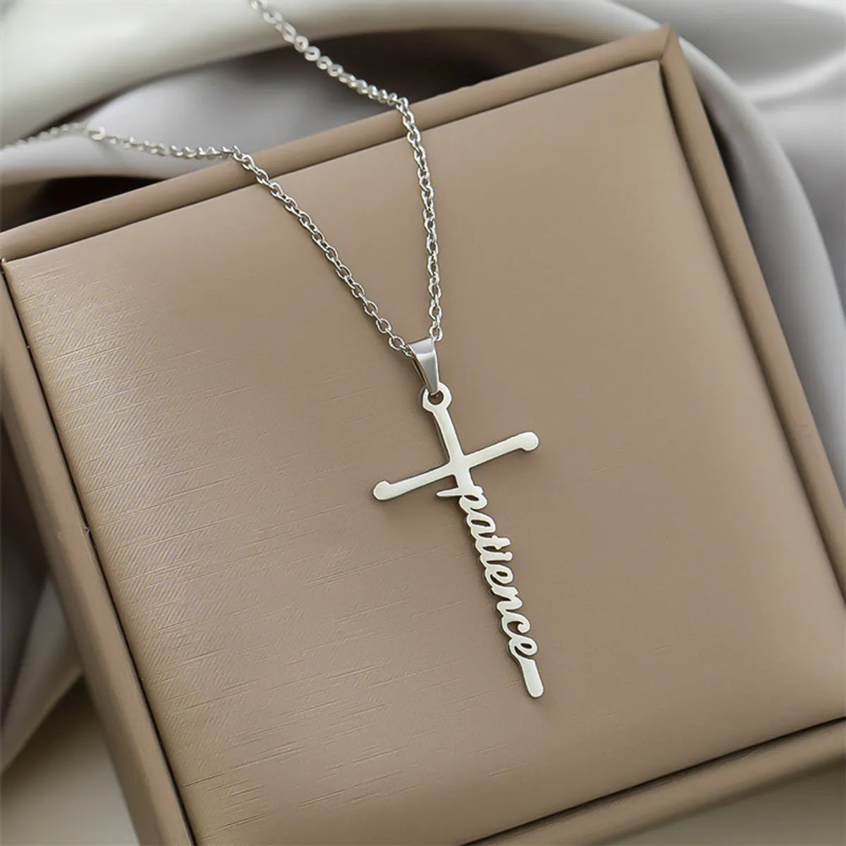 Simple Style Cross Letter Titanium Steel Plating Pendant Necklace