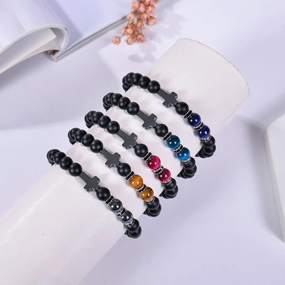 Simple Style Cross Natural Stone Bracelets In Bulk