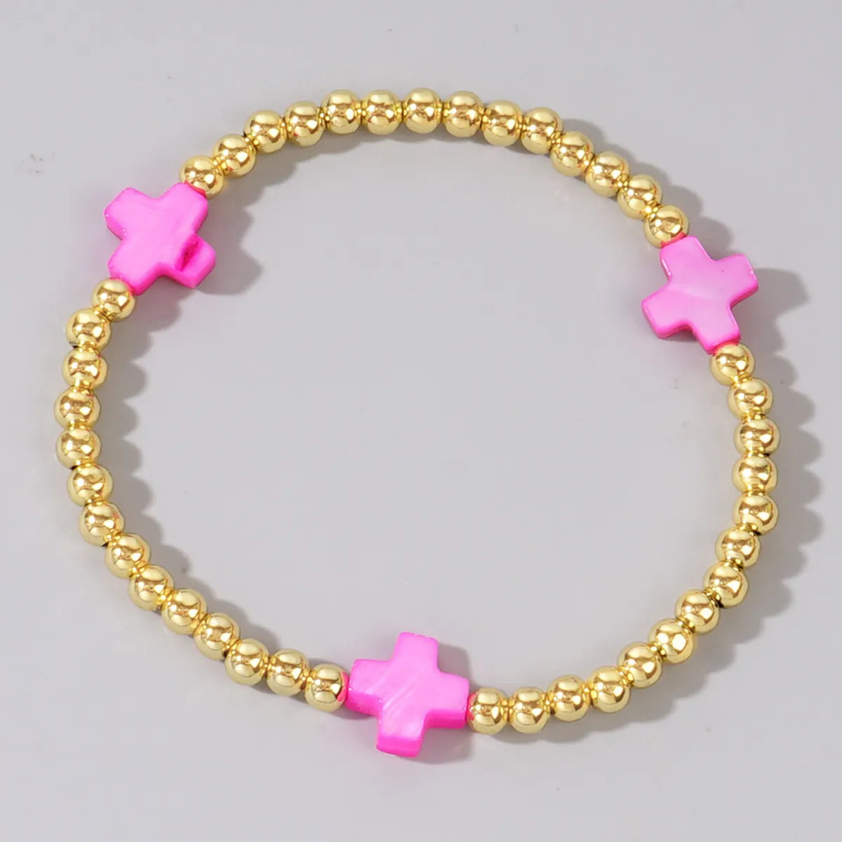 Simple Style Cross Shell Copper Wholesale Bracelets