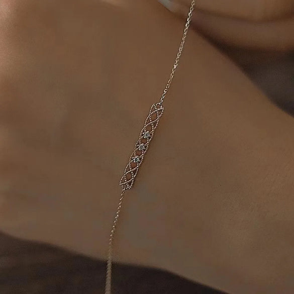 Simple Style Cross Solid Color Sterling Silver Plating Mesh Inlay Zircon 14k Gold Plated Bracelets