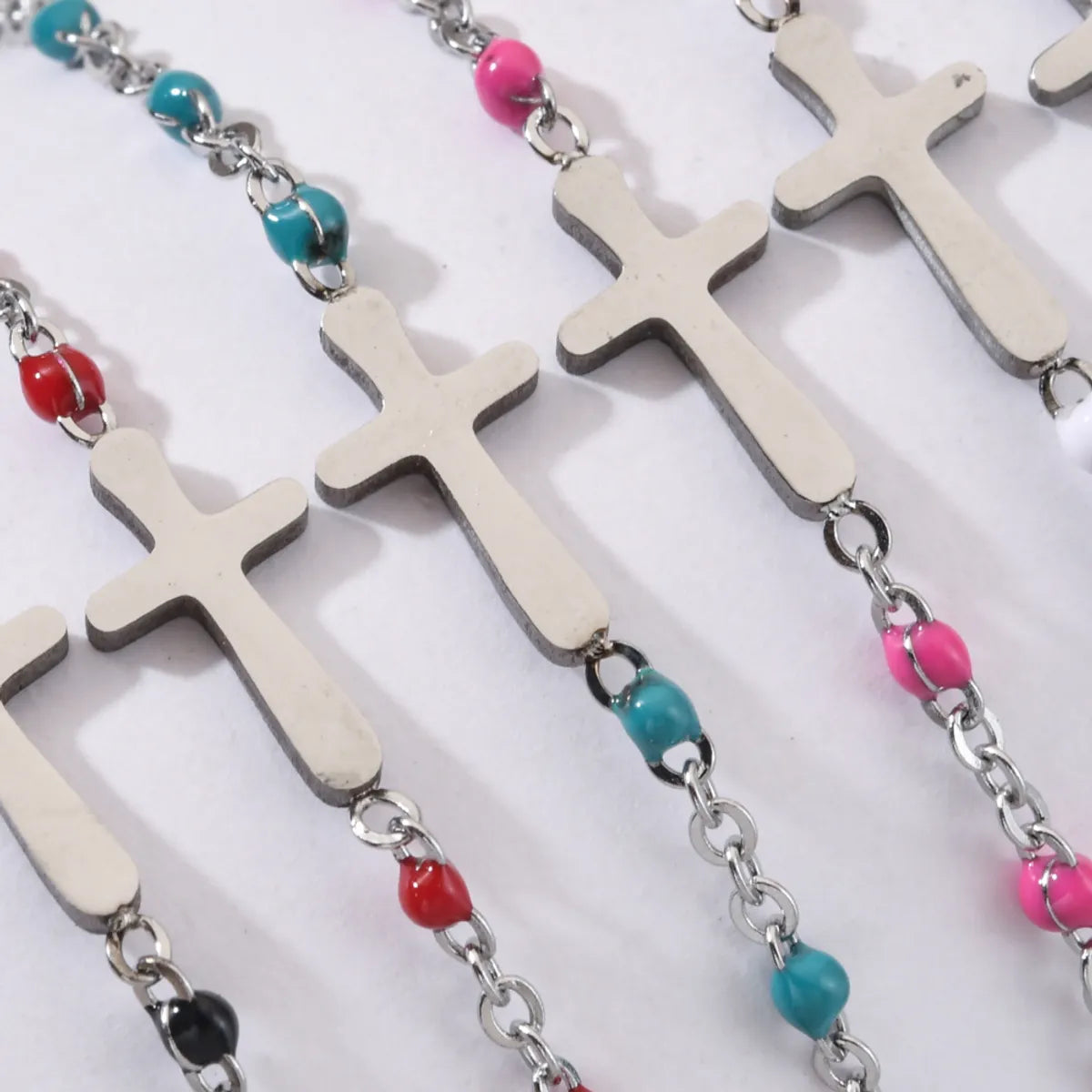 Simple Style Cross Stainless Steel Enamel Plating Bracelets