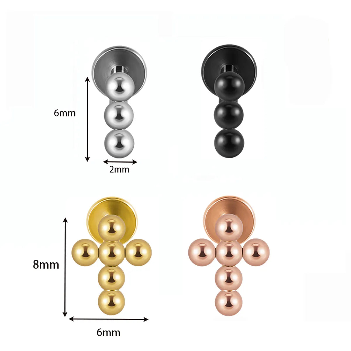 Simple Style Cross Stainless Steel Lip Stud Ear Studs In Bulk