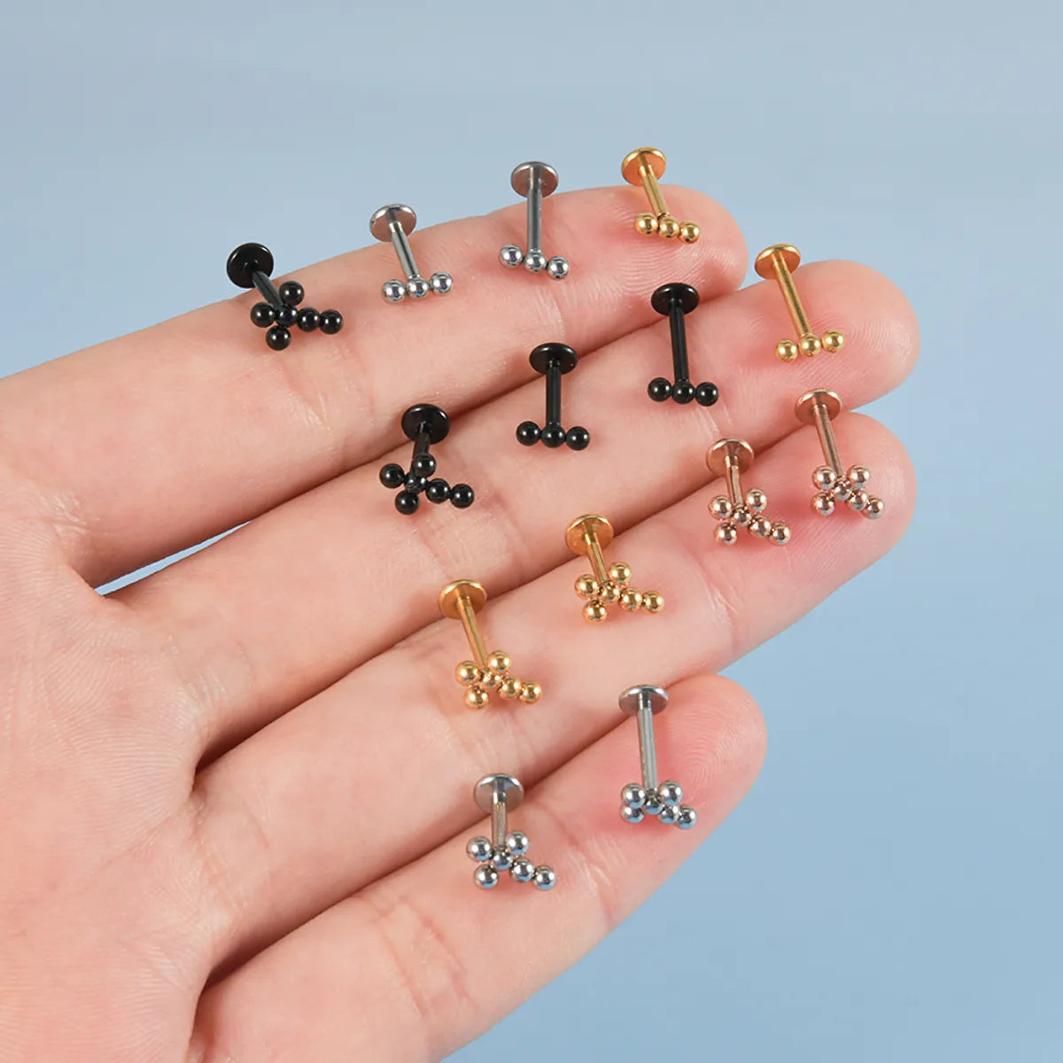 Simple Style Cross Stainless Steel Lip Stud Ear Studs In Bulk