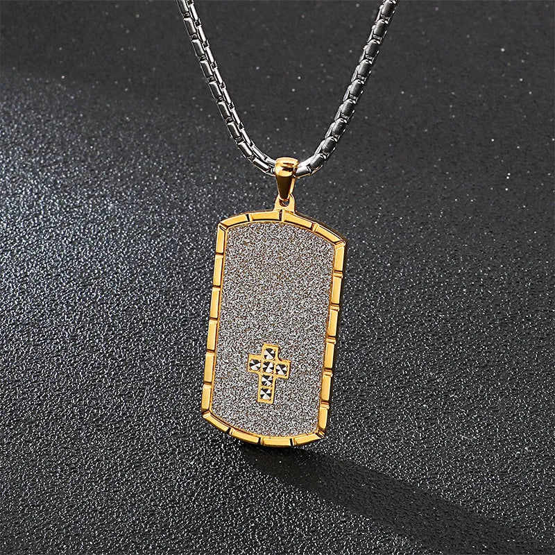 Simple Style Cross Stainless Steel Plating Titanium Steel 18K Gold Plated Men'S Pendant Necklace