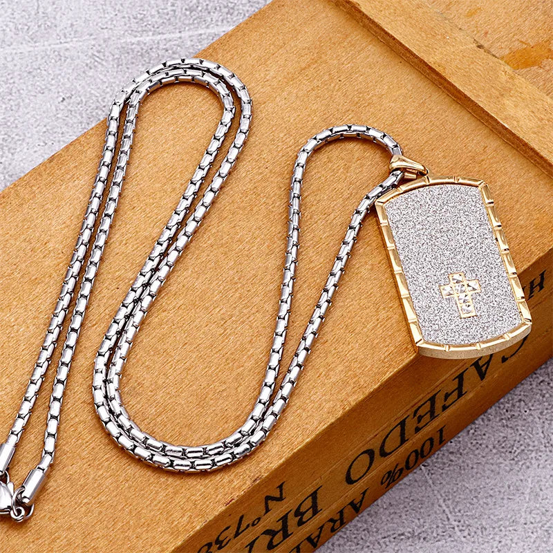 Simple Style Cross Stainless Steel Plating Titanium Steel 18K Gold Plated Men'S Pendant Necklace