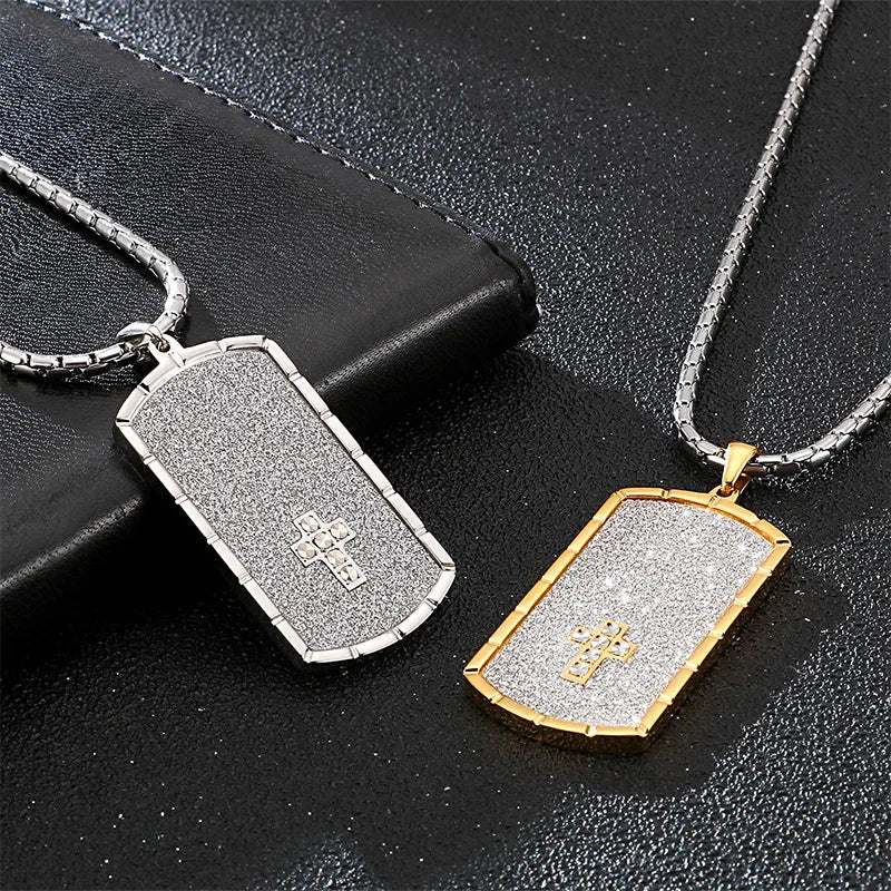 Simple Style Cross Stainless Steel Plating Titanium Steel 18K Gold Plated Men'S Pendant Necklace