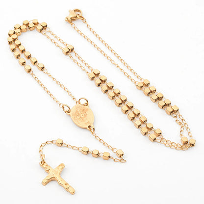 Simple Style Cross Stainless Steel Plating Necklace