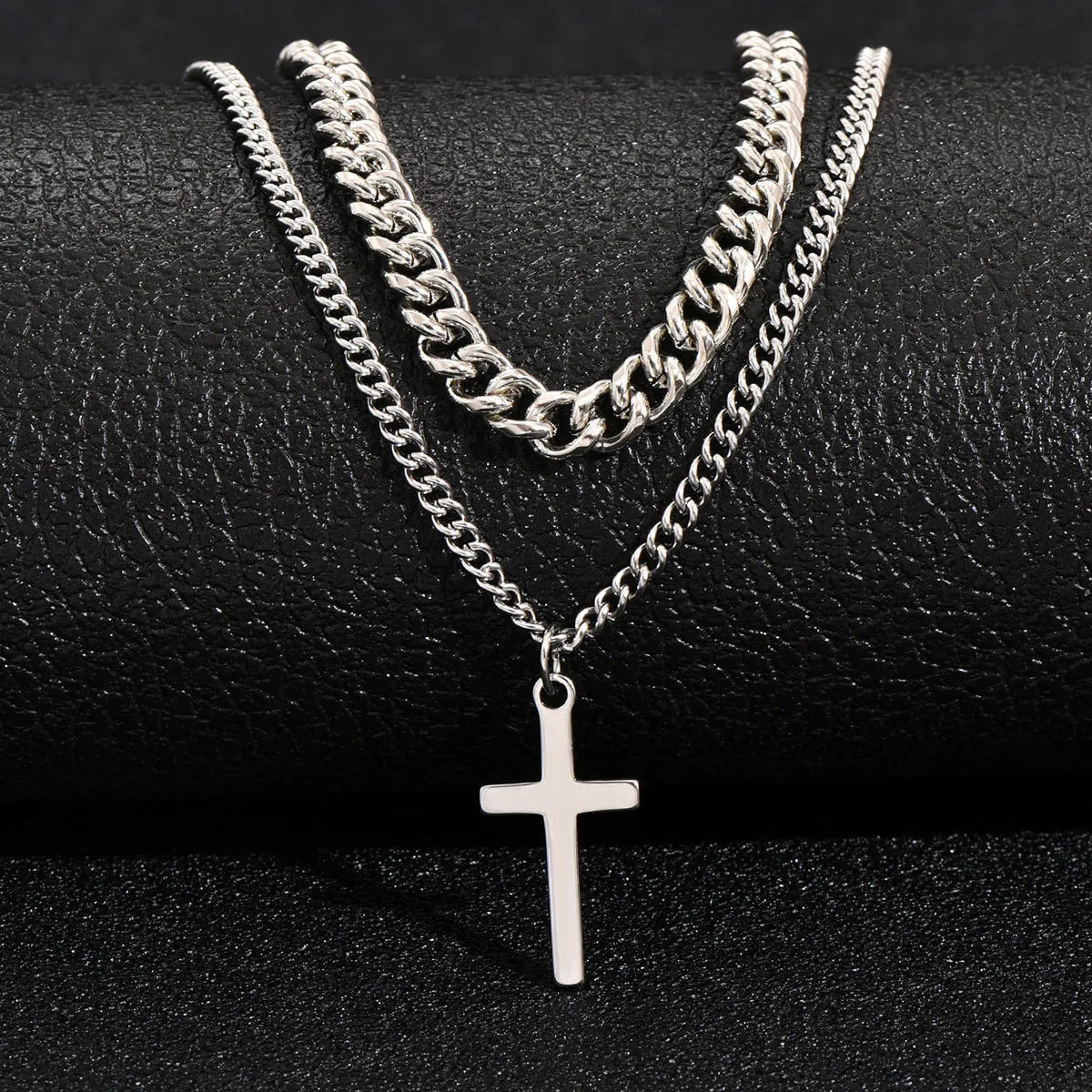 Simple Style Cross Stainless Steel Plating Unisex Pendant Necklace