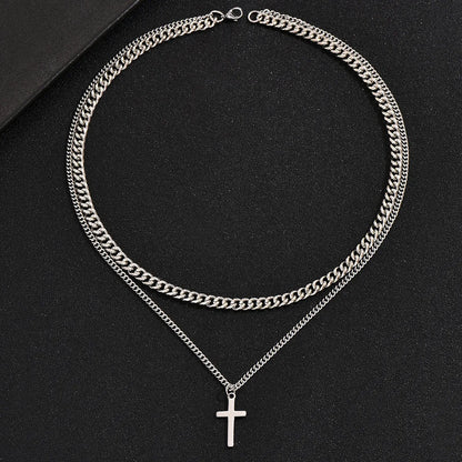 Simple Style Cross Stainless Steel Plating Unisex Pendant Necklace