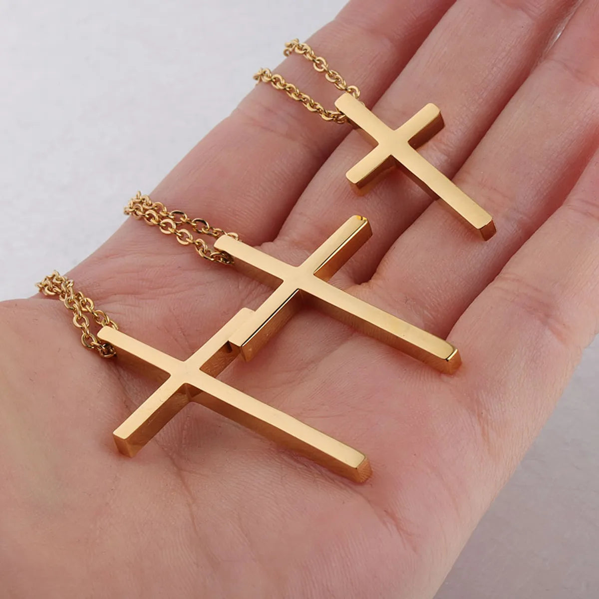 Simple Style Cross Stainless Steel Titanium Steel Plating 18k Gold Plated Rose Gold Plated Pendant Necklace