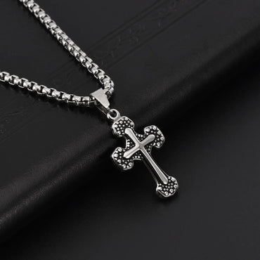 Simple Style Cross Stainless Steel Titanium Steel Polishing Men'S Pendant Necklace