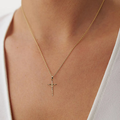 Simple Style Cross Sterling Silver Plating 14k Gold Plated Silver Plated Pendant Necklace