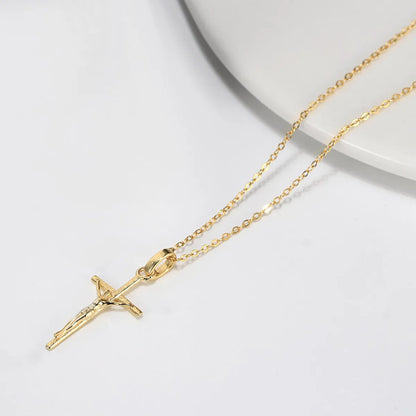 Simple Style Cross Sterling Silver Plating 14k Gold Plated Silver Plated Pendant Necklace