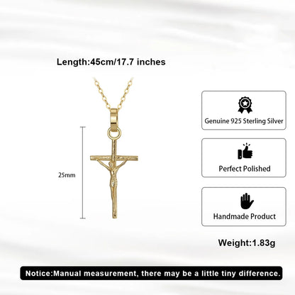 Simple Style Cross Sterling Silver Plating 14k Gold Plated Silver Plated Pendant Necklace