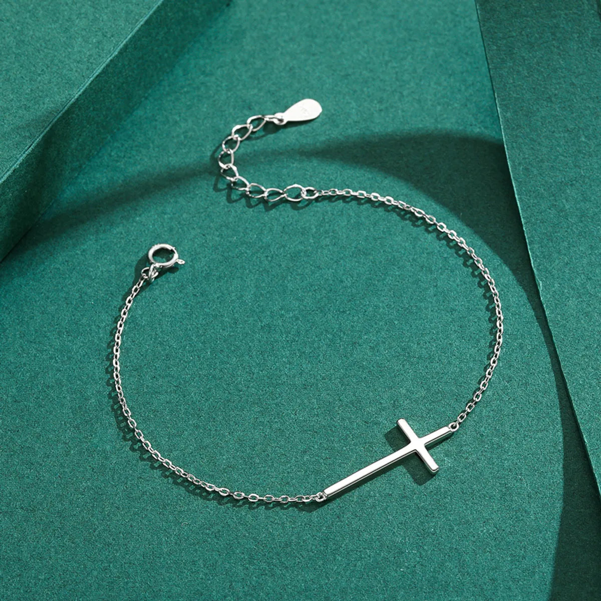 Simple Style Cross Sterling Silver Plating Rhodium Plated Bracelets