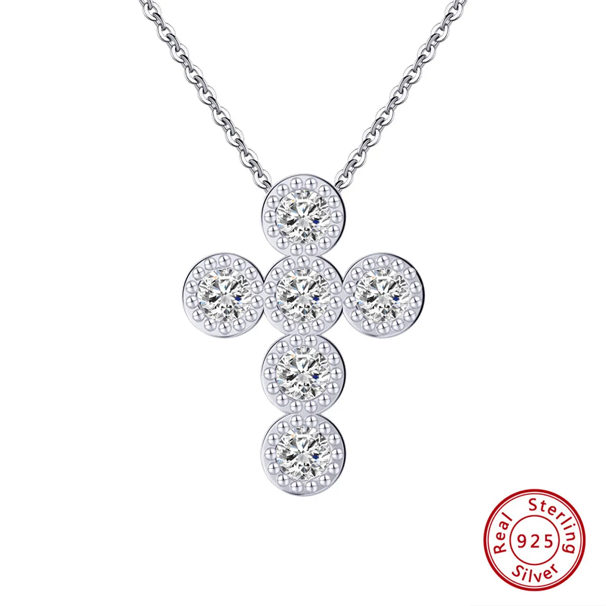 Simple Style Cross Sterling Silver Polishing Plating Inlay Zircon 14k Gold Plated White Gold Plated Silver Plated Pendant Necklace