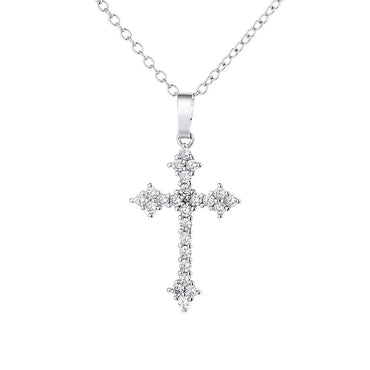 Simple Style Cross Titanium Steel Copper White Gold Plated Zircon Pendant Necklace In Bulk