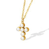 Simple Style Cross Titanium Steel Plating Inlay Artificial Pearls Pendant Necklace