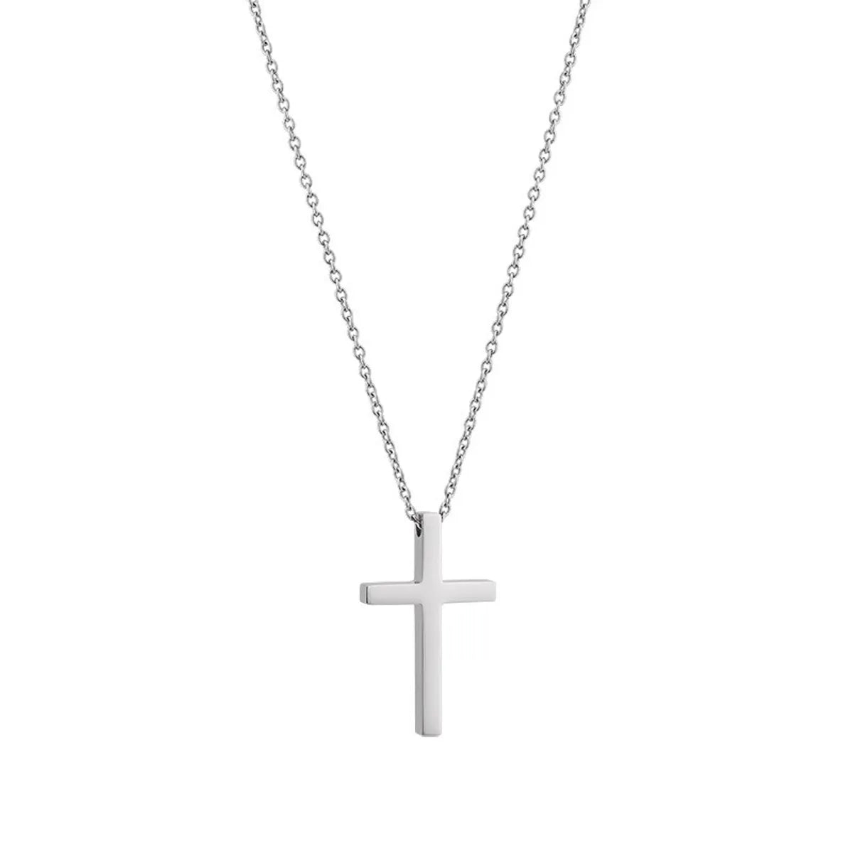 Simple Style Cross Titanium Steel Polishing Men'S Pendant Necklace