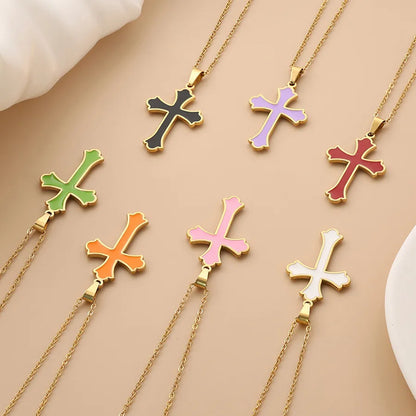 Simple Style Cross Titanium Steel Wholesale Pendant Necklace