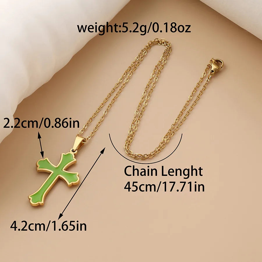 Simple Style Cross Titanium Steel Wholesale Pendant Necklace