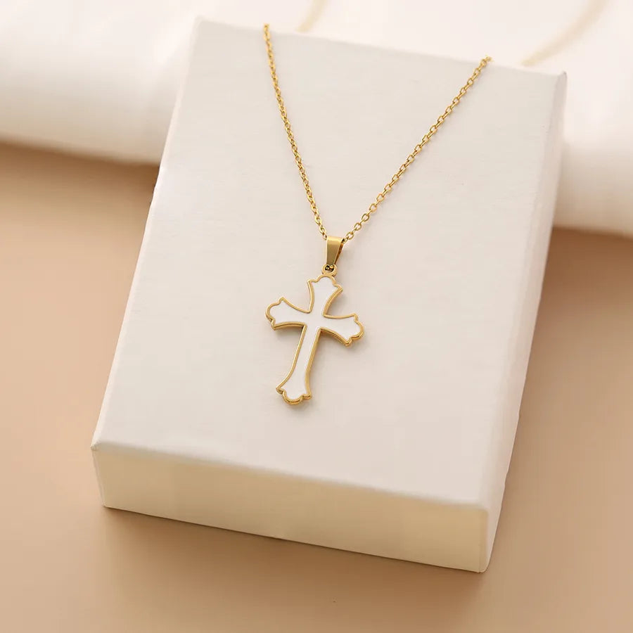 Simple Style Cross Titanium Steel Wholesale Pendant Necklace