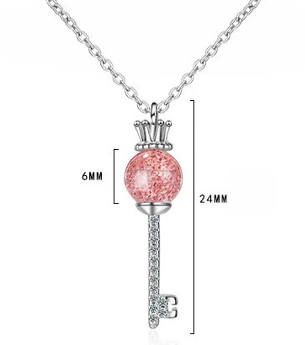 Simple Style Crown Copper Inlay Zircon Pendant Necklace