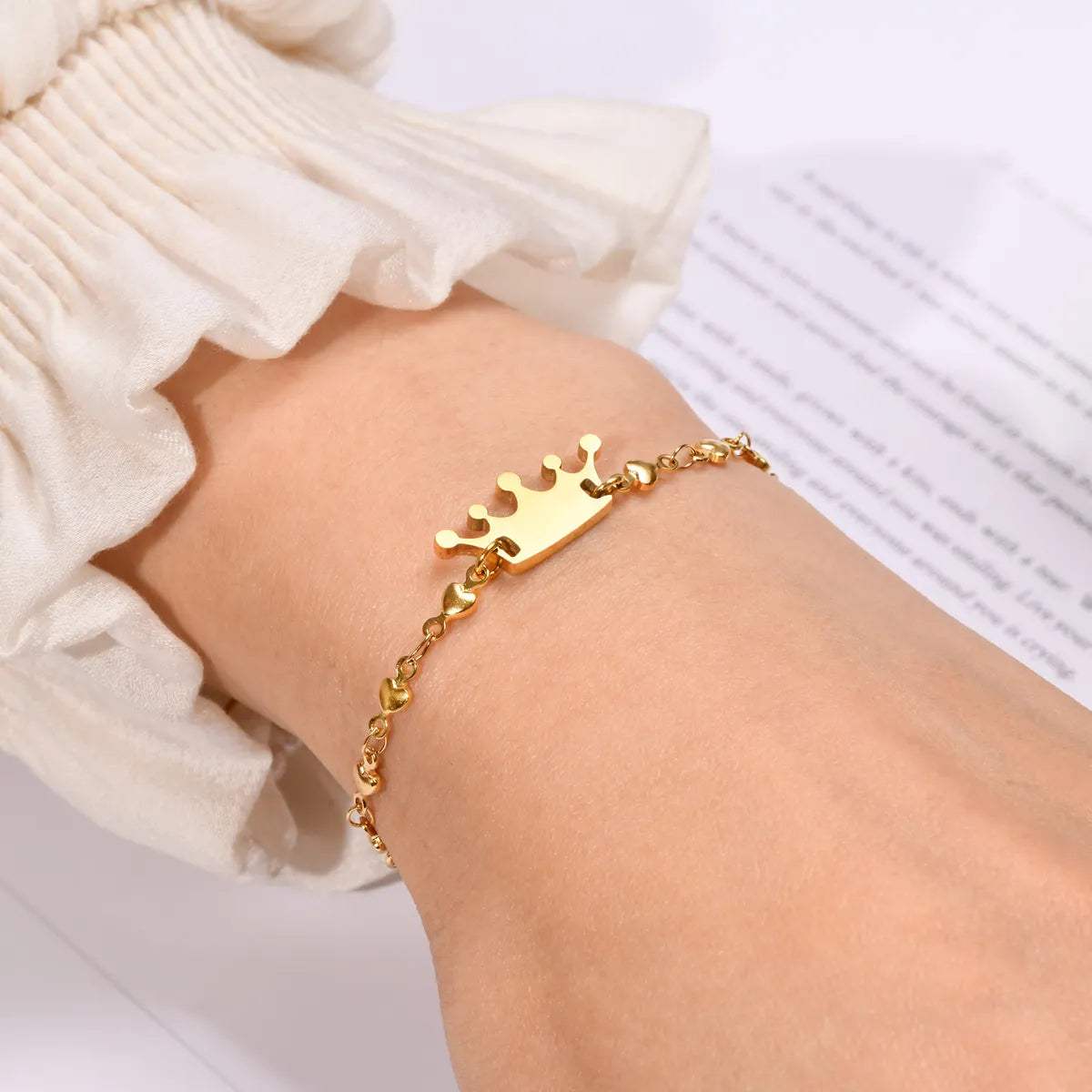 Simple Style Crown Stainless Steel Patchwork 18k Gold Plated Bracelets