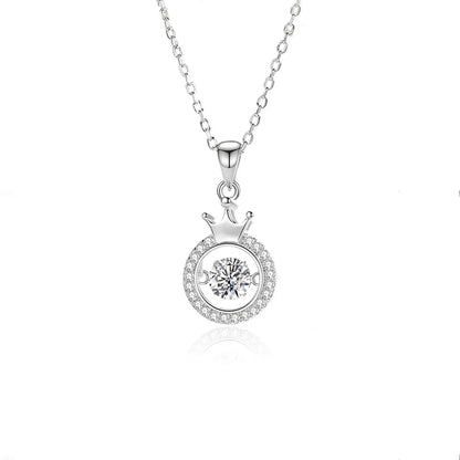 Simple Style Crown Sterling Silver Inlay Moissanite Zircon Pendant Necklace