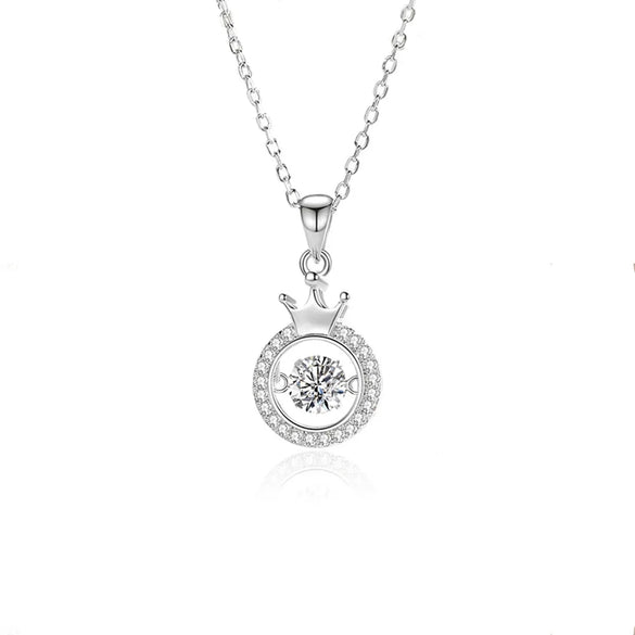 Simple Style Crown Sterling Silver Inlay Moissanite Zircon Pendant Necklace