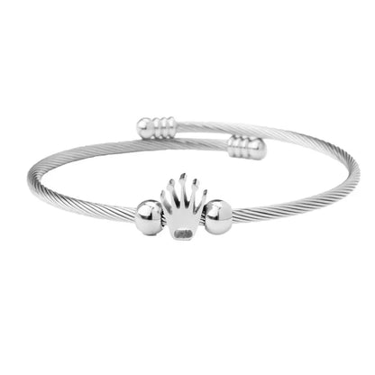 Simple Style Crown Titanium Steel Bangle