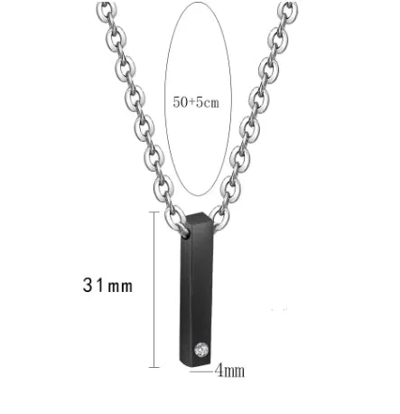 Simple Style Customization Laser Engraving 304 Stainless Steel Plating Unisex Pendant Necklace Men Pendant Necklaces