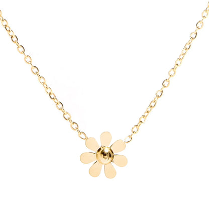 Wholesale Jewelry Simple Style Daisy 304 Stainless Steel 18K Gold Plated Plating Pendant Necklace