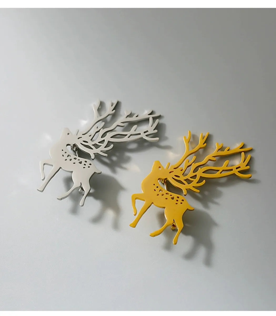 Simple Style Deer Stainless Steel Plating Unisex Brooches