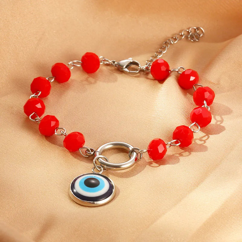 Simple Style Devil'S Eye 18K Gold Plated 304 Stainless Steel Glass Wholesale Bracelets