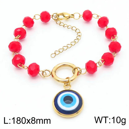 Simple Style Devil'S Eye 18K Gold Plated 304 Stainless Steel Glass Wholesale Bracelets