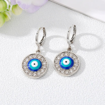 Wholesale Jewelry 1 Pair Simple Style Devil's Eye Alloy Zircon Drop Earrings