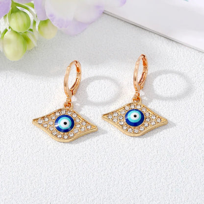 Wholesale Jewelry 1 Pair Simple Style Devil's Eye Alloy Zircon Drop Earrings