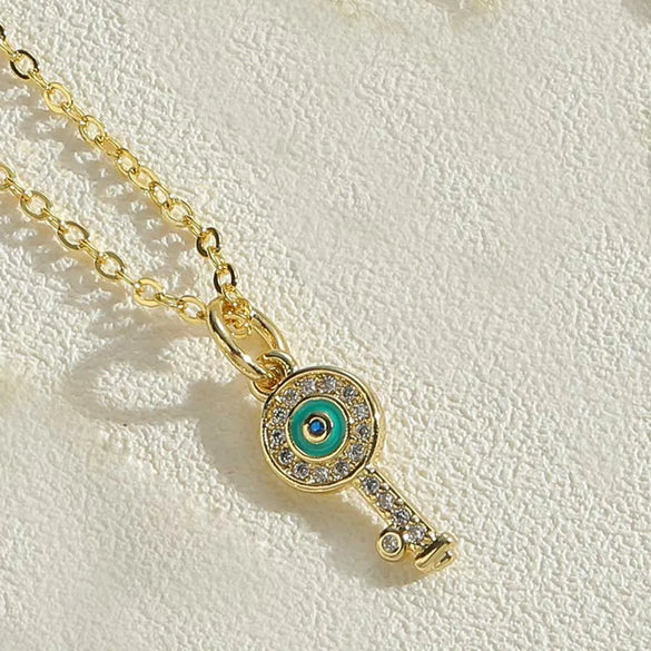 Simple Style Devil's Eye Copper Plating Inlay Zircon 14k Gold Plated Pendant Necklace