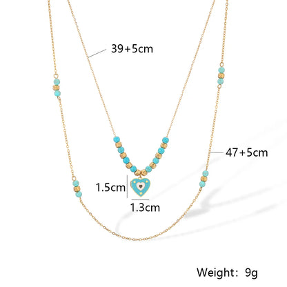 Simple Style Devil's Eye Heart Shape Butterfly Titanium Steel Enamel Plating 18k Gold Plated Necklace