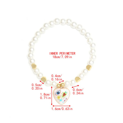 Simple Style Devil'S Eye Heart Shape Imitation Pearl Alloy Wholesale Bracelets