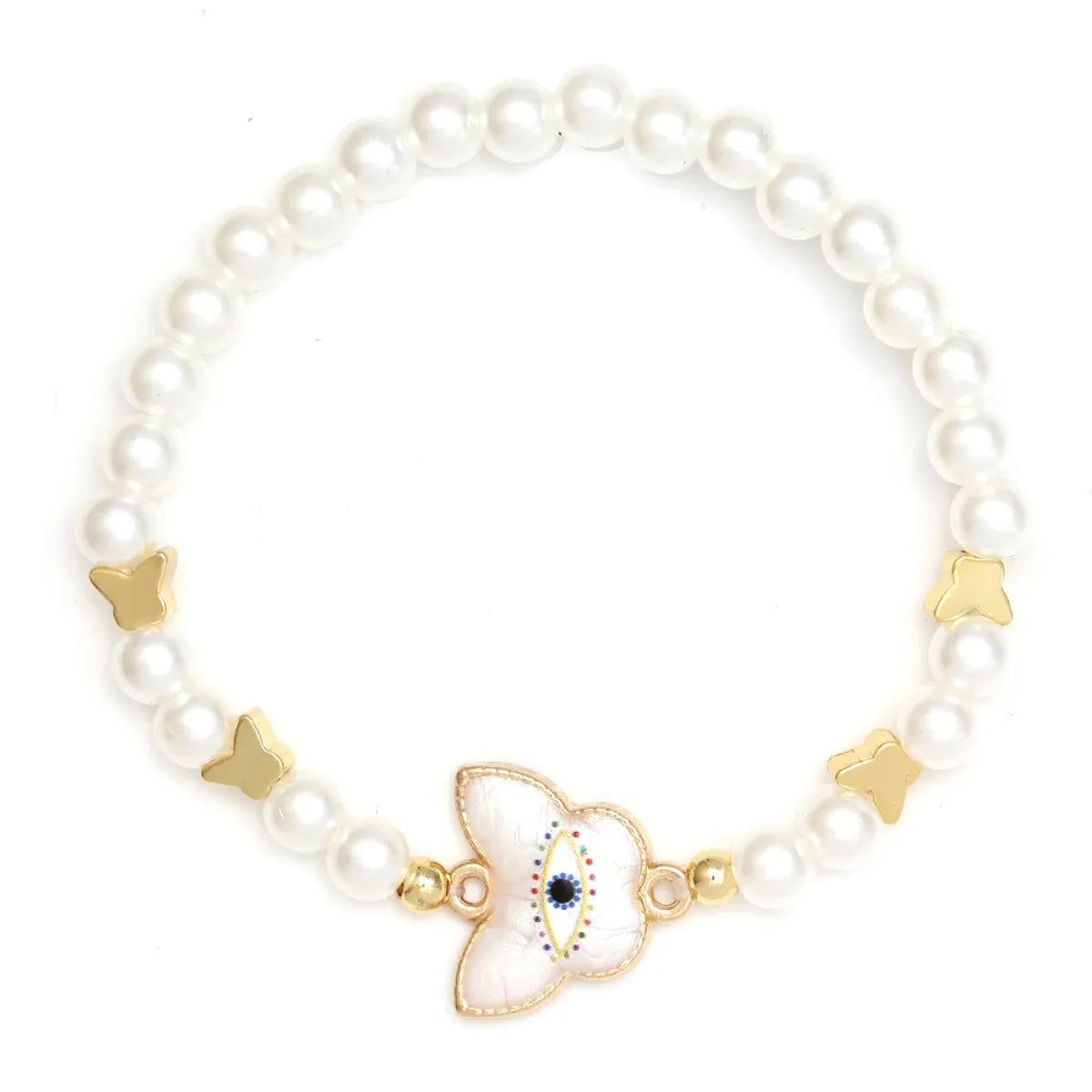 Simple Style Devil'S Eye Heart Shape Imitation Pearl Alloy Wholesale Bracelets