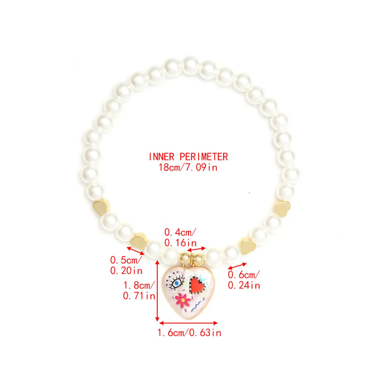 Simple Style Devil'S Eye Heart Shape Imitation Pearl Alloy Wholesale Bracelets