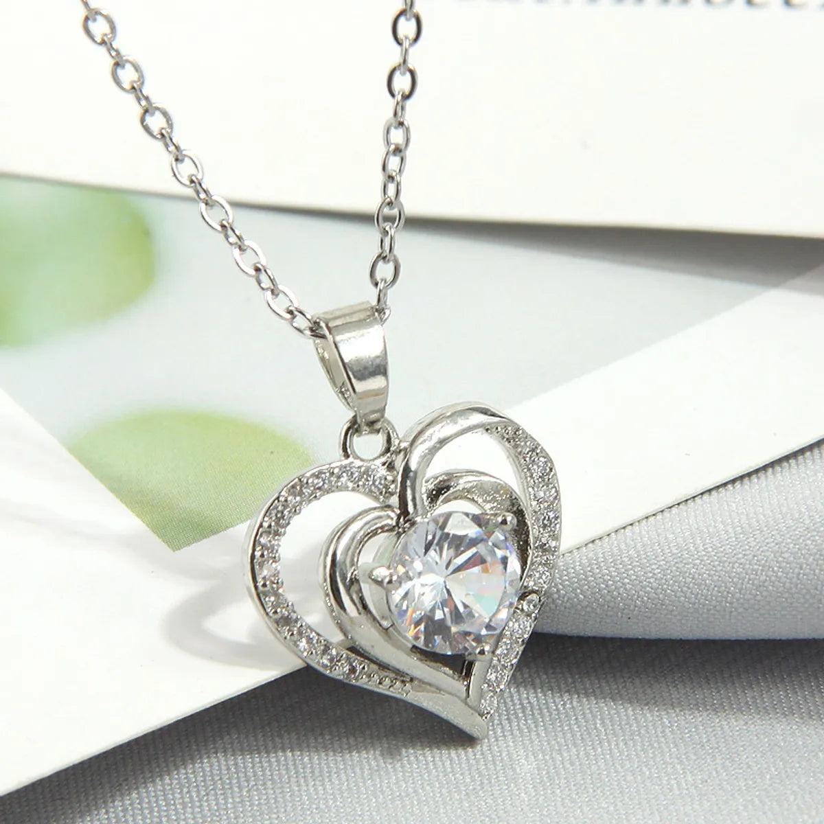 Simple Style Devil's Eye Heart Shape Skull Titanium Steel Plating Inlay Rhinestones Pendant Necklace