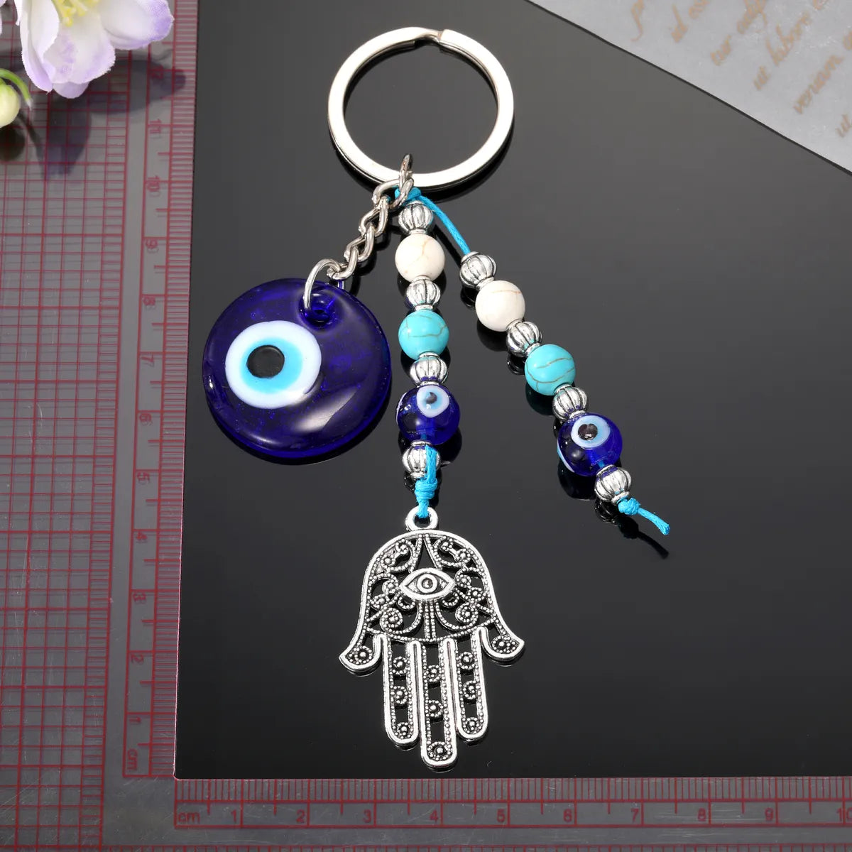 Simple Style Devil'S Eye Palm Alloy Glass Plating Bag Pendant Keychain 1 Piece