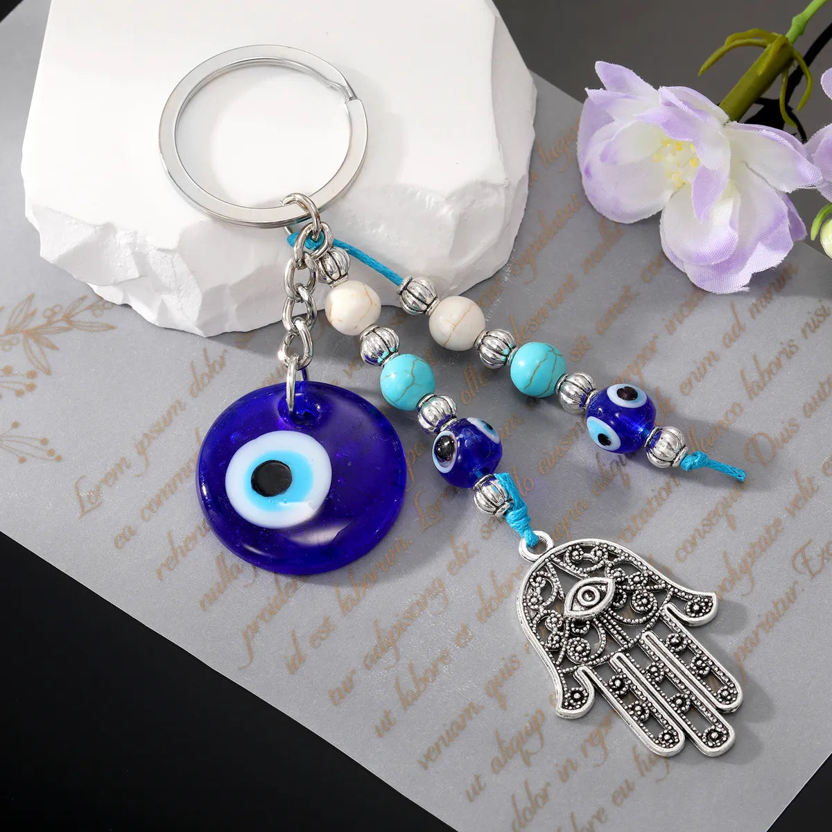 Simple Style Devil'S Eye Palm Alloy Glass Plating Bag Pendant Keychain 1 Piece